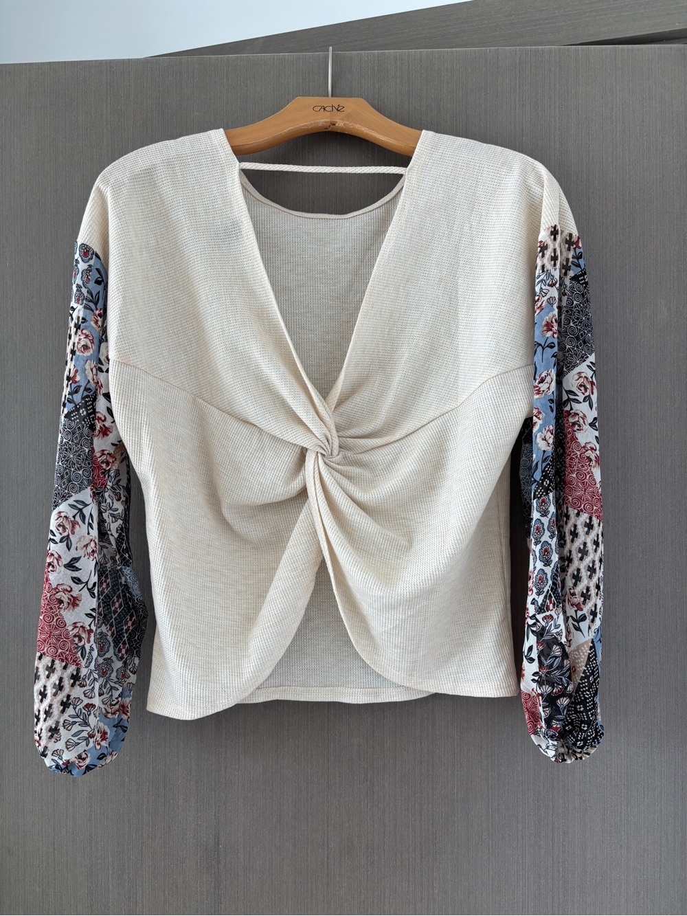Alya Twist Front Waffle Knit Top - Size XXS